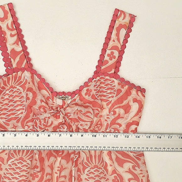 Kate Spade Linen Silk Pineapple Print Tie Front Sleeveless Top Women's Size 2 - Picture 7 of 12